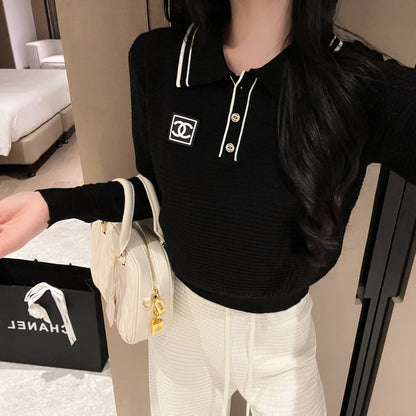 CNL Stand collar knitted long sleeve sweater 0724090303