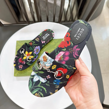 GG New Floral Horsebit Buckle Women's Slippers 1025070413