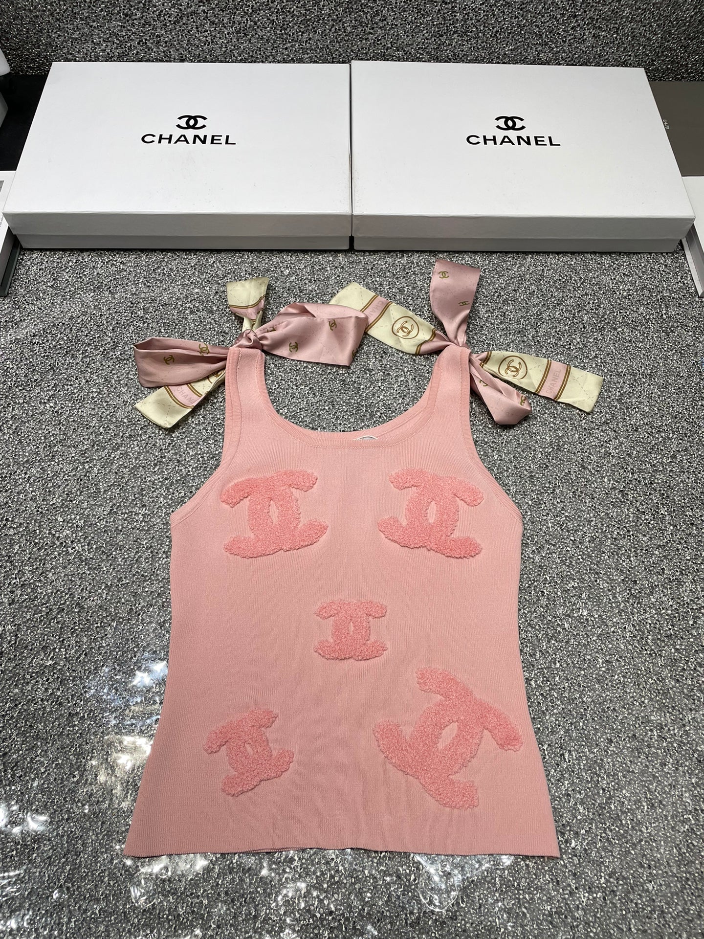 Summer new style tie bow jacquard knitted vest 0724042302