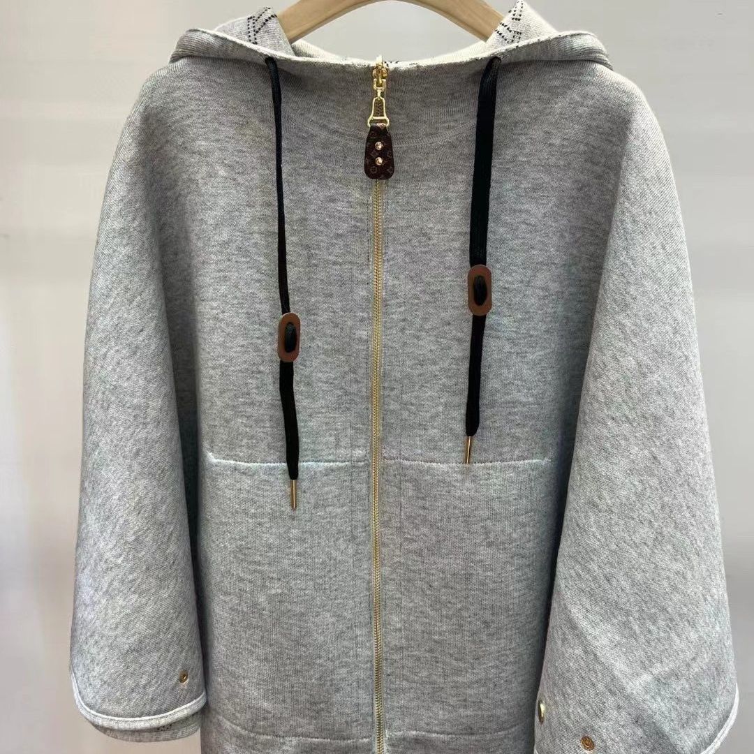 New Hooded Knitted Top Casual Elegant Fashion Cape Jacket 1024030820