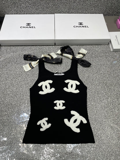 Summer new style tie bow jacquard knitted vest 0724042302