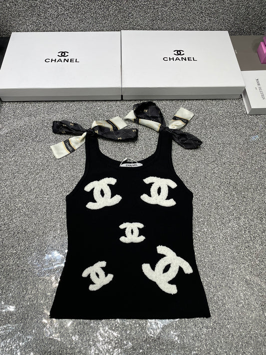 Summer new style tie bow jacquard knitted vest 0724042302