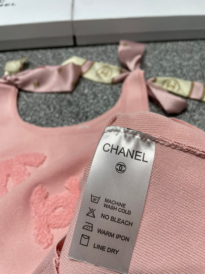 Summer new style tie bow jacquard knitted vest 0724042302