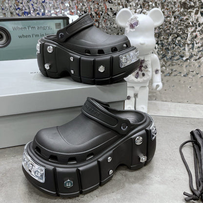 BB collaboration metal decorative thick-soled slippers 0724033101