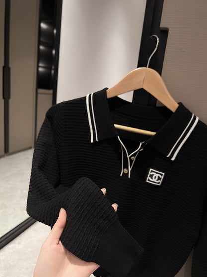 CNL Stand collar knitted long sleeve sweater 0724090303