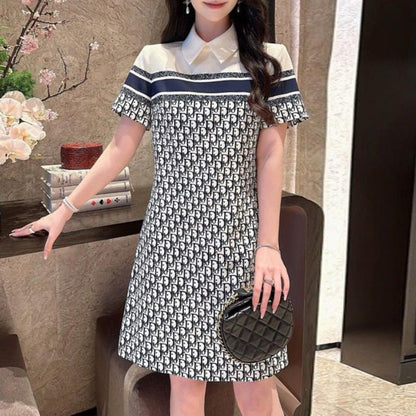 New Fashion Printed Lapel Shirt Dress 1024050701