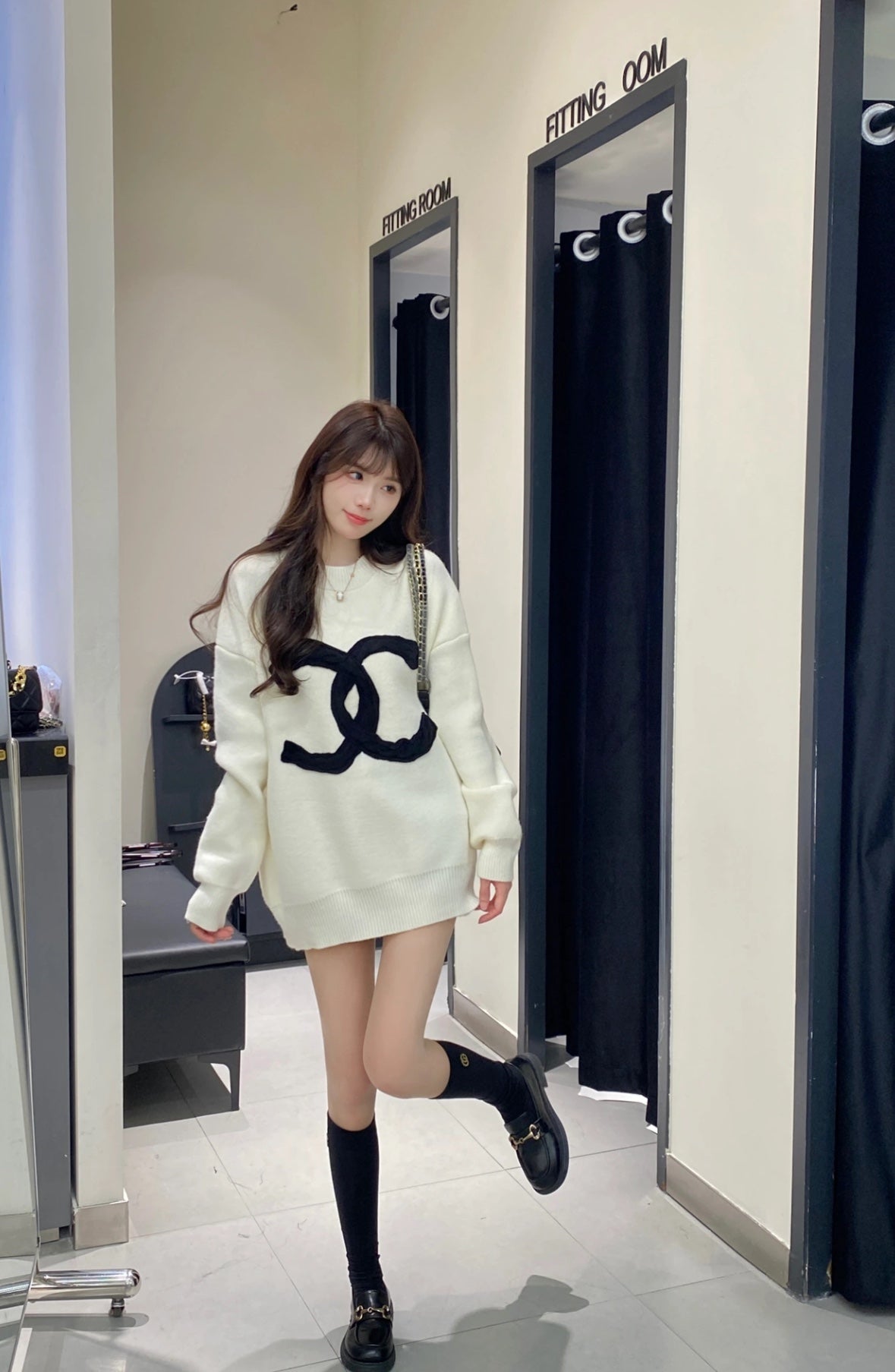 CNL crew neck long sweater 0724121108