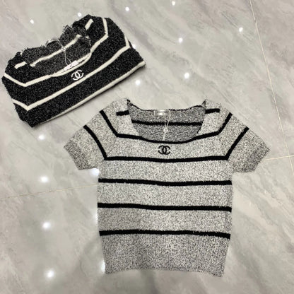 Spring And Summer New Contrast Striped Embroidered Camisole 1024022907