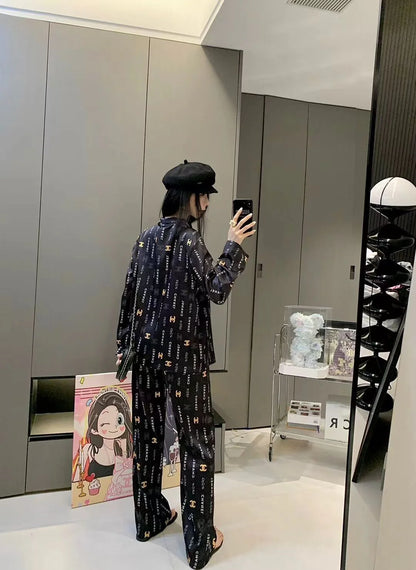 Premium Satin Print Shirt Trousers Suit 1024050910