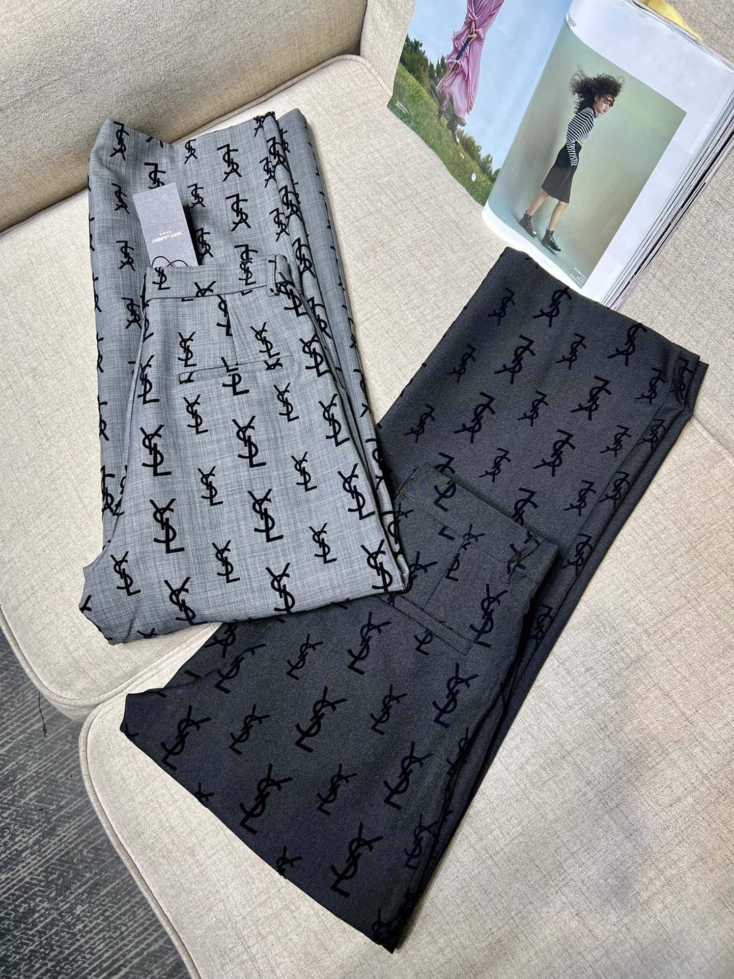 Flocked logo wide-leg trousers 1824021905