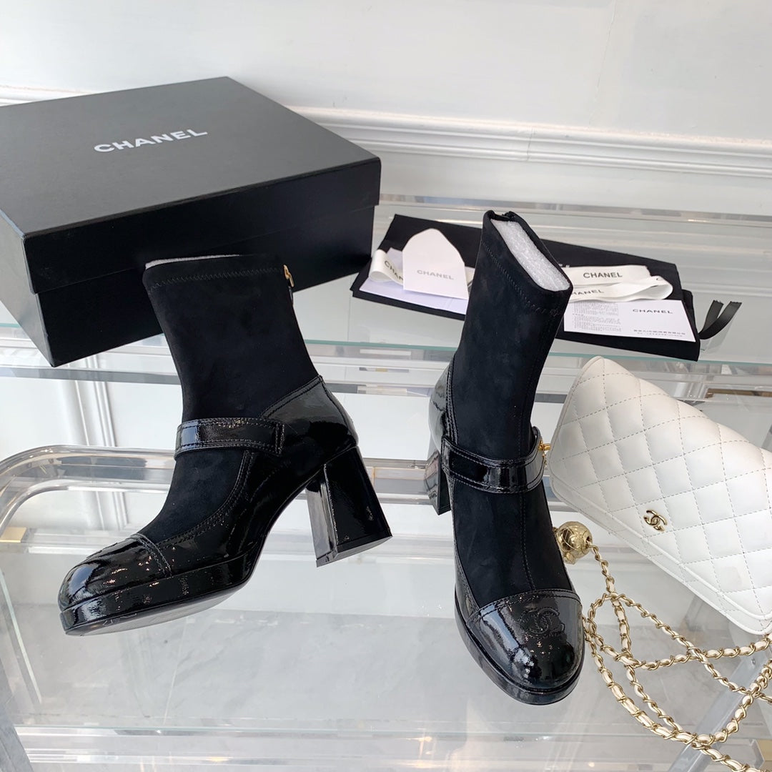 CNL Fashionable Leather and Suede Boots 0724102318