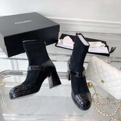 CNL Fashionable Leather and Suede Boots 0724102318