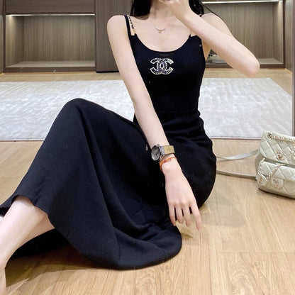 Luxurious sequin knitted chain camisole maxi skirt 1024052705