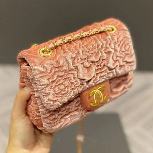 Camellia Flower Velvet Fashion Bag PD10061428