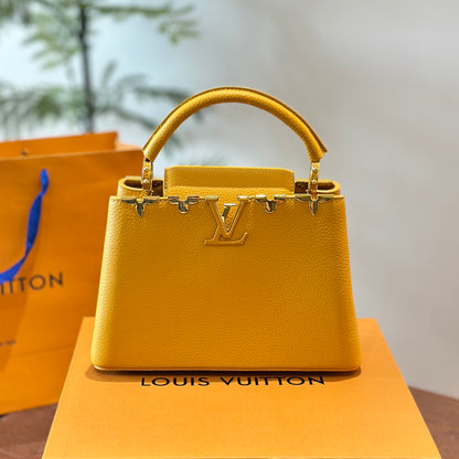 New Capucines Metallic Flower Trim Handbag 1824042604