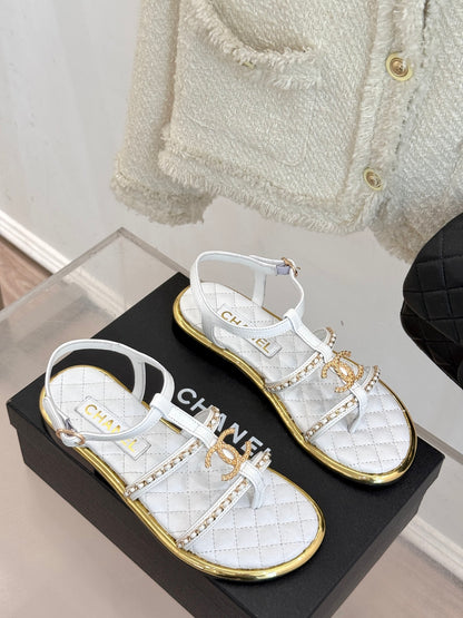 CNL flat chain double C sandals 0725042806