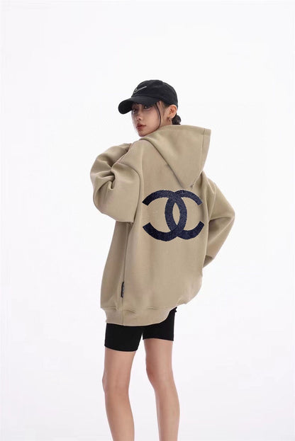 Letter slogan embroidered couple sweatshirt XC0823101706