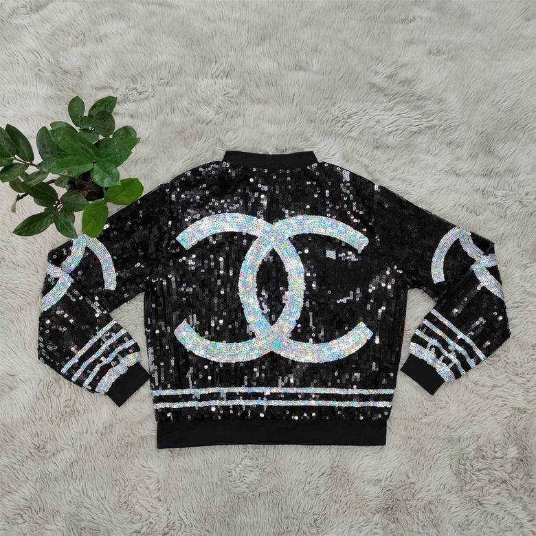 Women's Fashion Long Sleeve Sexy Slim Fit Shiny Heavy Sequin Black Jacket 1024012506