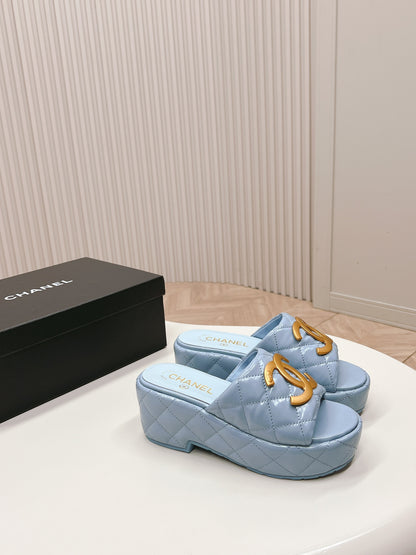 Chane1 top fashion thick-soled rhombus slippers 0724030812