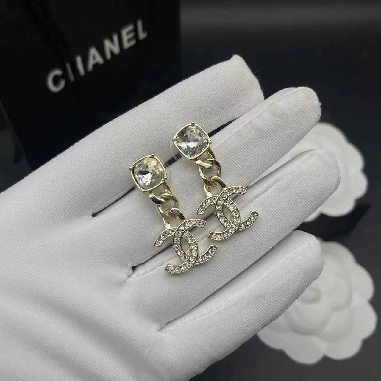 Fashionable Tassel Full Diamond Earrings 1024010313