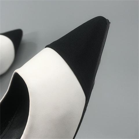 New Color Matching Pointed Shoes Velcro Shallow Thick Heel Women's Shoes 1024032522