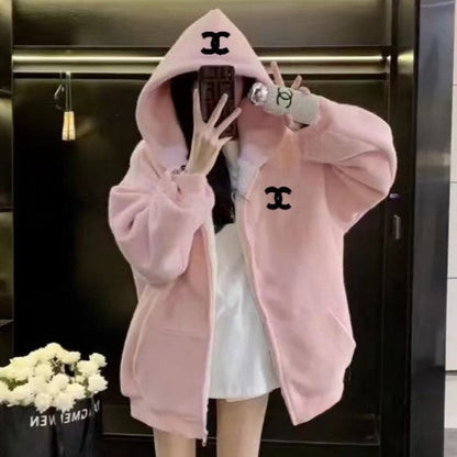 Classic Velvet Large Sweatshirt Jacket 0823120405