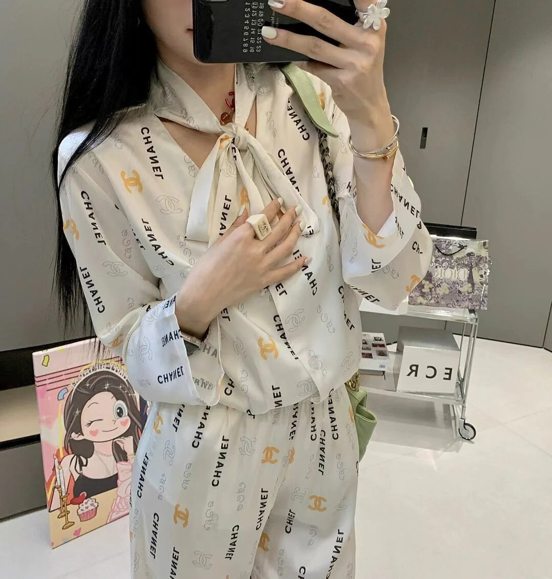 Premium Satin Print Shirt Trousers Suit 1024050910