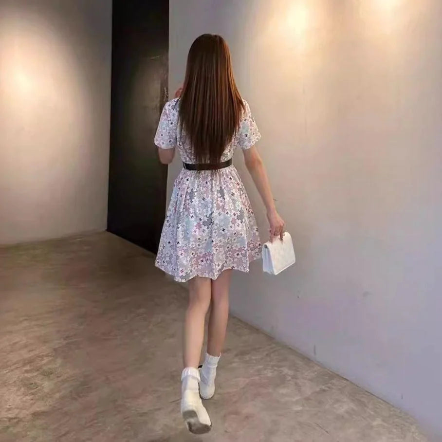 New Niche Belt Short Sleeve Dress 1024031816