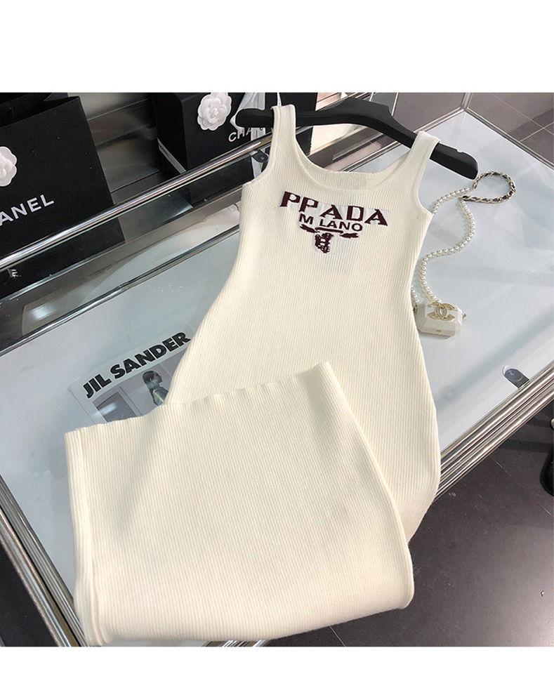 New Fashion All-match Ice Silk Knitted Sling Dress 1024040306