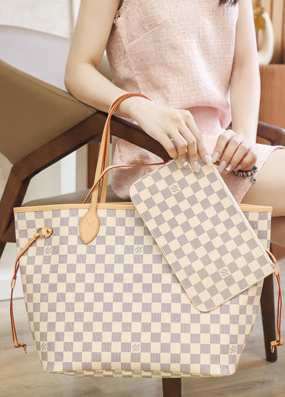 Handmade Leather Handbag Damier Neverfull MM