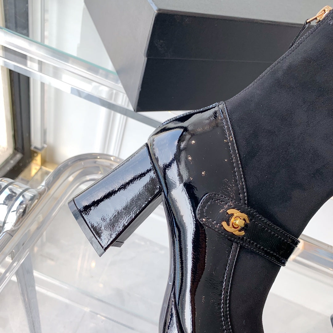 CNL Fashionable Leather and Suede Boots 0724102318