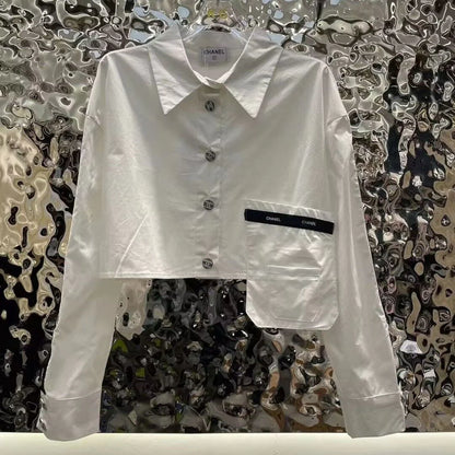 New Niche Lapel Short Long Sleeve Shirt 1024031202