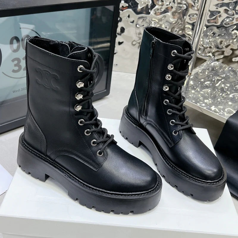 Thick soled leather boots 10CG24092606