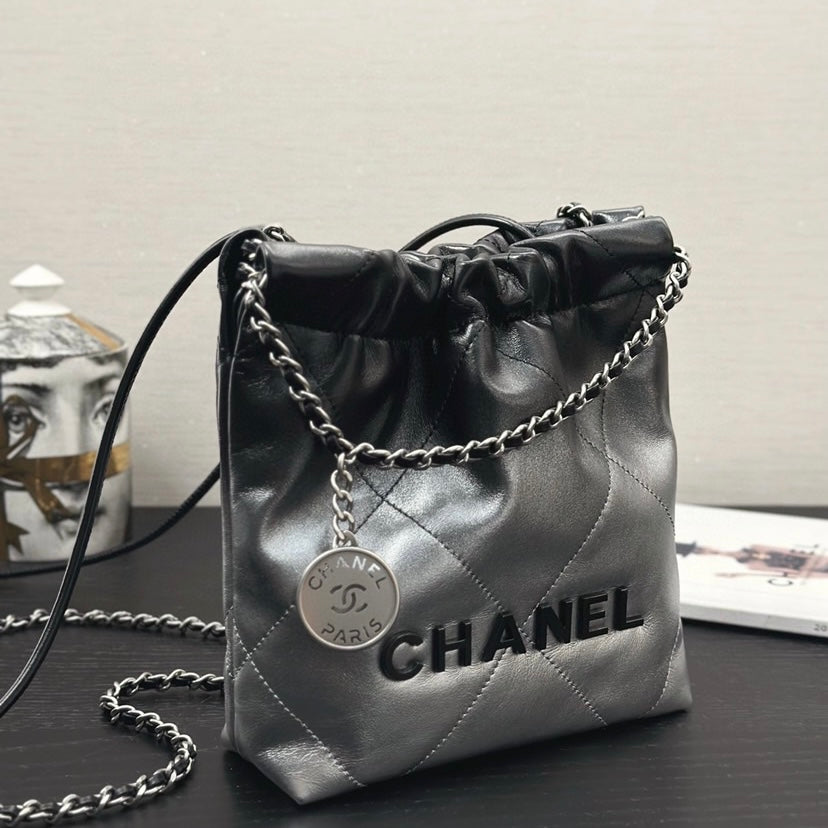 New black and silver gradient plaid bag 071