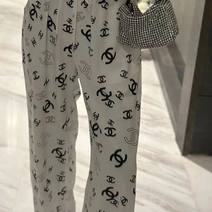 Luxury Fashion Printed Casual Wide Leg Pants 1024062113