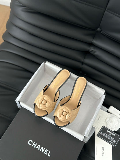 CNL 24SS camellia high heel slippers 0724042708