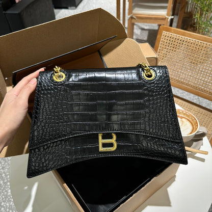 B hourglass crocodile-embossed shoulder bag XC1823081601