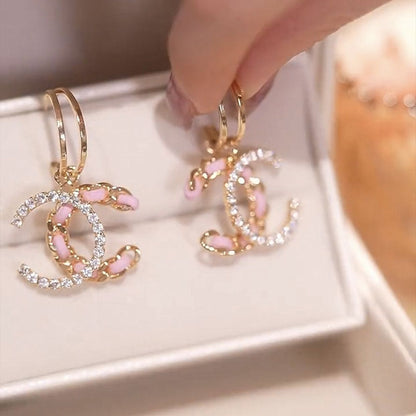 Braided letter studded diamond earrings PF10050823