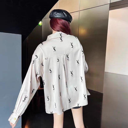 New fashion early autumn printed shirt 1023121107