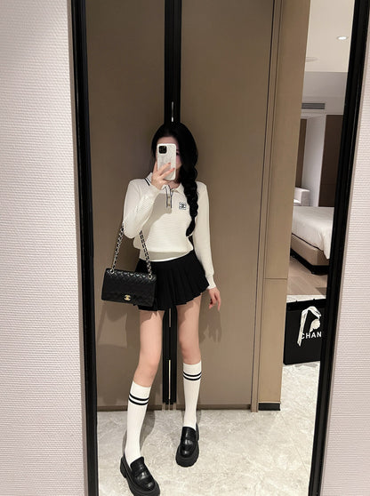 CNL Stand collar knitted long sleeve sweater 0724090303