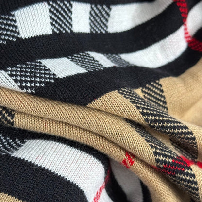 Checkered Hooded Knit Cardigan Jacket 1025092320