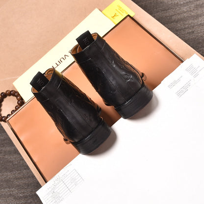 LVV high-top printed business leather shoes 0724120515