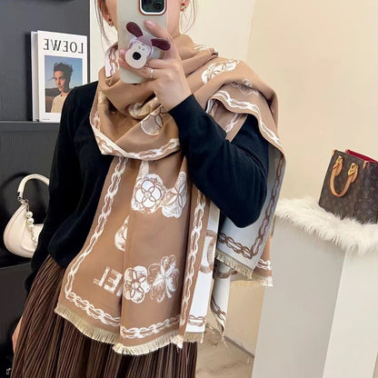 Trendy and versatile long double-sided shawl retro warm scarf PD0823111707