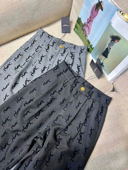 Flocked logo wide-leg trousers 1824021905