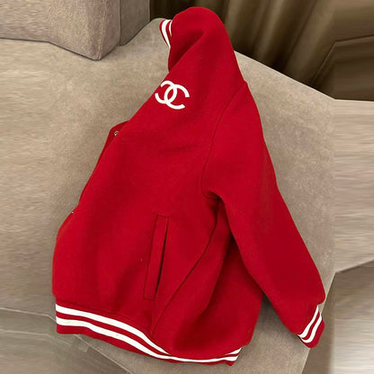 New fashion woolen patchwork leather sleeve jacket 1023121409