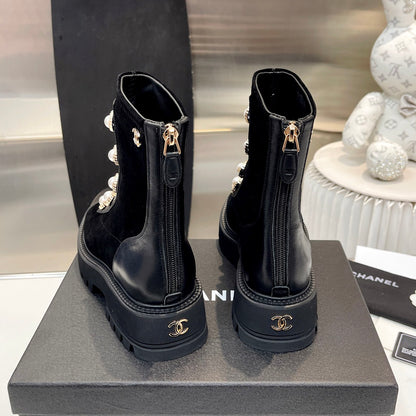 Pearl metal buckle boots XC1823100501