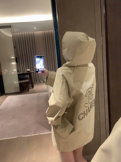 hooded silhouette trench coat XC0823092725