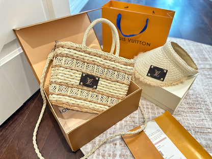 Lvv straw bag hat 2-piece set 0725070702