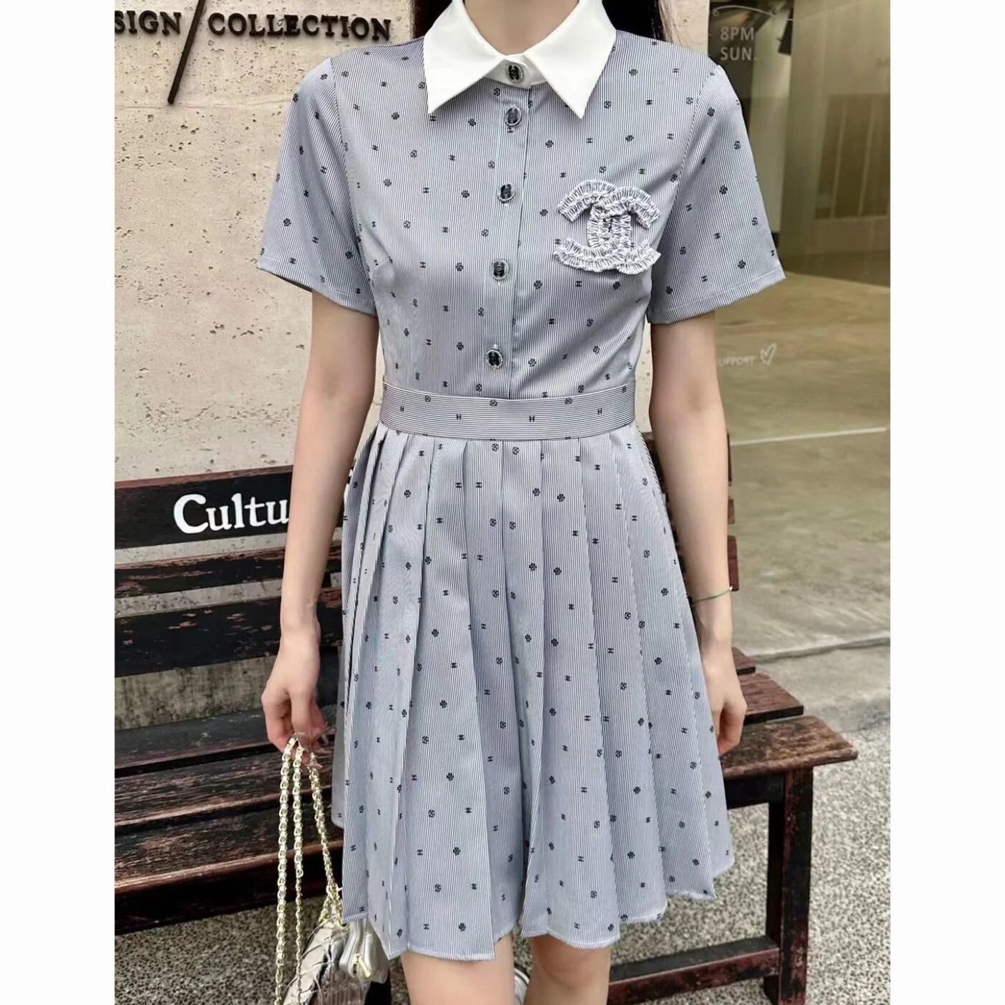 New Full Print Fashion Casual Short Sleeve Dress 1024041106