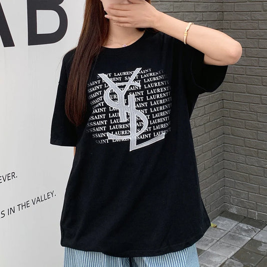 New Fashion Versatile Printed Round Neck Short Sleeves 1024052821